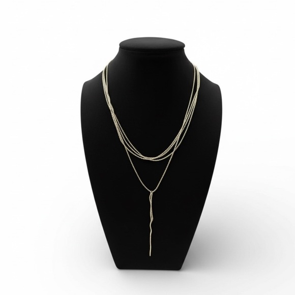 Source Unknown Jewelry - Vintage Multi-Strand Rose Gold Tone Layered Chain Necklace